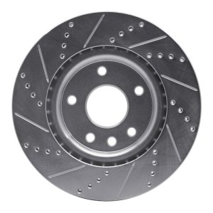 Chrysler Pacifica Brake Rotor (1) - Front Right - R1 Concepts - Drilled & Slotted - Silver - `12-`25